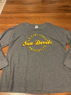 Size L PINK Victoria's Secret Gray Long-Sleeve Sun Devils Graphic Tee